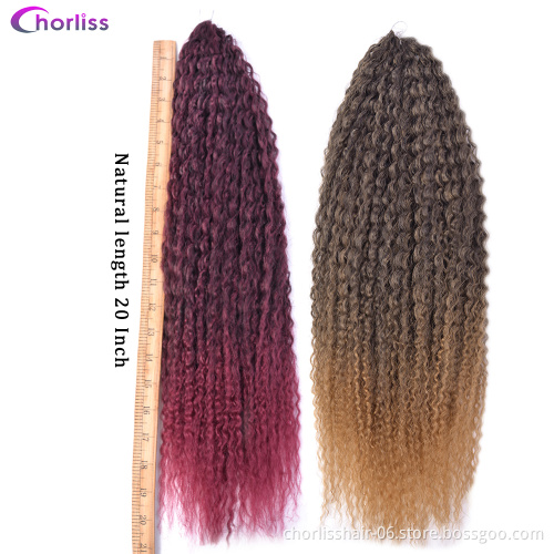 Goddess Faux Locs Crochet Braids 20 Inch Ombre Pre Stretched Yaki Kinky Curly Marley Hair Synthetic Braiding Hair Extensions